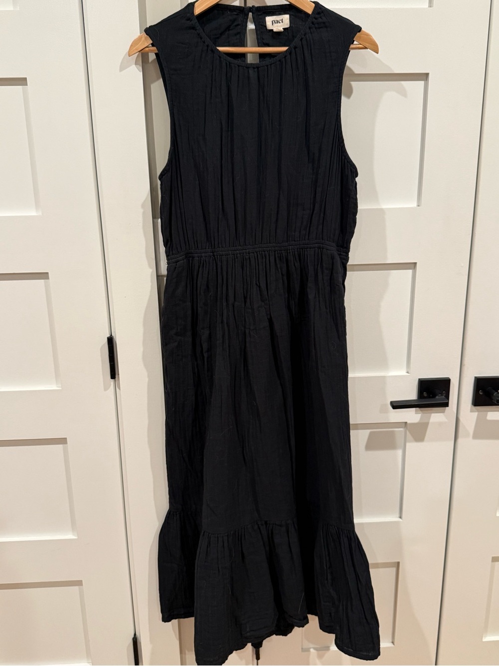 Pact Dark Navy Sleeveless Cotton Midi Dress